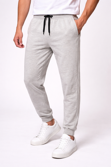 Men’s Light Grey Slim Fit Jogger Pants  Casual Cotton Track Trousers