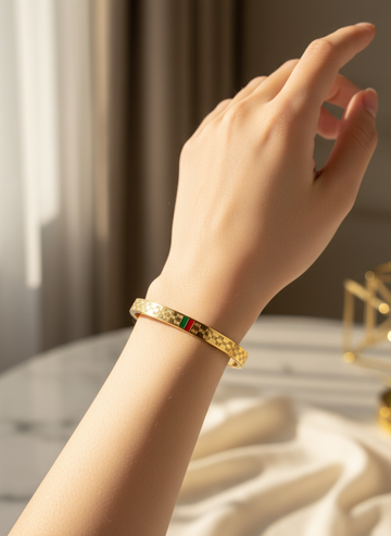 Premium Artificial Stainless Steel Bangle – Non-Tarnish | Luxury Engraved Design