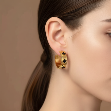 Premium Stainless Steel Clover Design Hoop Earrings – Gold-Tone Elegant Earrings for Women